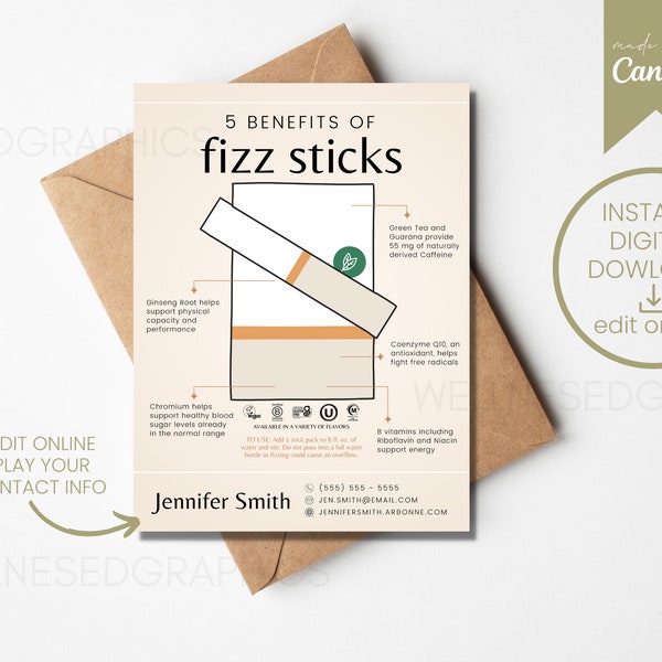 FIZZ SAMPLE CARD | Arbonne Inspired | Sample Cards | 30-Day | Instant Digital Download | Edit online | Fizz | Nutrition | Energy