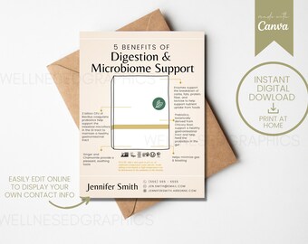 Tarjeta de muestra de soporte para DIGESTIÓN Y MICROBIOMA / Inspirada en Arbonne / Tarjetas de muestra / 30 días / Descarga digital instantánea / Editar en línea