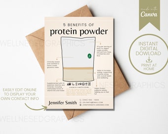 TARJETA DE MUESTRA DE PROTEÍNA / Inspirada en Arbonne / Tarjetas de muestra / 30 días / Descarga digital instantánea / Editar en línea / Proteína / Nutrición / Vegano