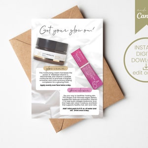 GLOW MUSTERKARTE - Arbonne inspiriert, Glow Cream, Haut Ergebnisse, Haut Elixier Digitaldruck, drucken Sie Ihre eigenen