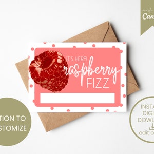 NIEUWE RASPBERRY FIZZ voorbeeldkaart | Arbonne geïnspireerd | boho | 5x7 | Direct downloaden + afdrukken | Aanpasbaar