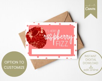 NUEVA tarjeta de muestra RASPBERRY FIZZ / Inspirada en Arbonne / boho / 5x7 / Descarga instantánea + Imprimir / Personalizable