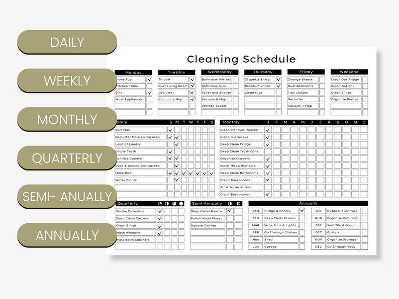 EDITABLE Cleaning Planner | Printable | Weekly, Monthly, Yearly ...