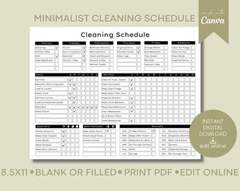 Planificador de limpieza EDITABLE / Imprimible / Lista de verificación de limpieza semanal, mensual, anual, TDAH, Planificador de limpieza, Lista de tareas domésticas / PDF digital