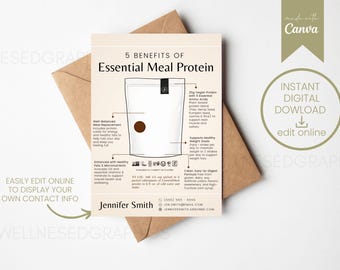 TARJETA DE MUESTRA DE COMIDA ESENCIAL / Inspirada en Arbonne / Tarjetas de muestra / 30 días / Descarga instantánea / Edición en línea / Proteínas / Nutrición / Consultor