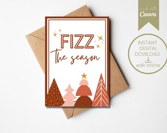 FIZZ HOLIDAY CARD | Arbonne Inspired | Client Cards  | Christmas Print at Home | Instant Digital Download | Fizz | Boho