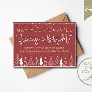 TARJETA FESTIVA FIZZ / Efervescente y luminosa / Inspirada en Arbonne / Tarjetas para clientes / Impresión navideña en casa / Descarga digital instantánea / Efervescente / Boho