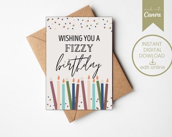 TARJETA DE CUMPLEAÑOS FIZZ / Inspirada en Arbonne / Tarjetas de cliente / Imprimir en casa / Descarga digital instantánea / Fizz / Año nuevo