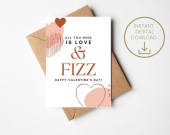 Tarjeta FIZZ VALENTINE SAMPLE / Inspirada en Arbonne / boho / 5x7 / Descarga instantánea + Imprimir /