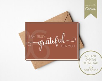 Tarjeta de agradecimiento / Acción de Gracias / Otoño / Inspirado en Arbonne / Apreciación del cliente / Descarga digital instantánea / Editar en línea