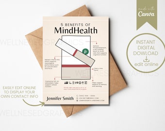 TARJETA DE MUESTRA MINDHEALTH / Inspirada en Arbonne / Tarjetas de muestra / 30 días / Descarga digital instantánea / Editar en línea / Fizz / Nutrición / Energía