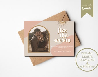 Tarjeta FIZZ THE SEASON / Arbonne Inspired / Boho / Moderno / Personalizado / Apreciación del Cliente / Descarga Digital Instantánea / Vacaciones / Navidad
