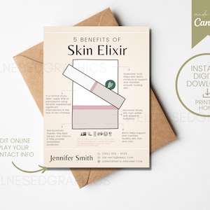 SKIN ELIXIR-monsterkaart | Arbonne geïnspireerd | Voorbeeldkaarten | 30 dagen | Direct digitaal downloaden | Online bewerken
