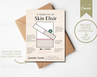 Tarjeta de muestra SKIN ELIXIR / Inspirada en Arbonne / Tarjetas de muestra / 30 días / Descarga digital instantánea / Editar en línea