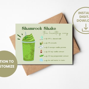 SHAMROCK SHAKE PROTEIN voorbeeldkaart | Arbonne geïnspireerd | boho | 5x7 | Direct downloaden + afdrukken | Aanpasbaar
