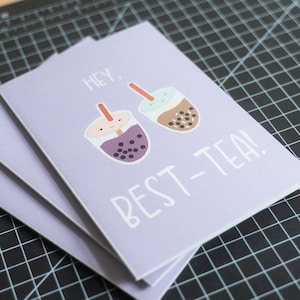 Hey, Best-tea! Klappkarte Karte Card bubble tea boba friends stationery reisundpapier friendship asian kawaii foodillustration