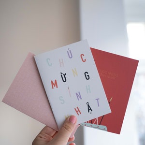 3x Vietnamesische Geburtstagskarten | Set | Birthday Card 100% Recycling-Papier Birthday card Vietnamesisch Vietnamese