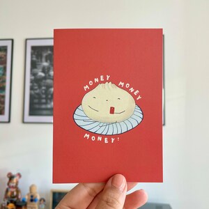 Carte du Nouvel An Carte Nouvel An lunaire LNY CNY enveloppe rouge année du dragon Vietnamien Banh Bao Dumpling Card Dragon Year kawaii argent