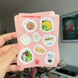 Vietnamesisches Essen StickerBögen stickerbogen Asian food Sticker, kawaii Sticker Sheet asiatisch vietnamese dishes Aufkleber sheets