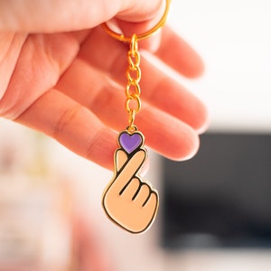 Finger Hearts Keychain | Korean finger heart | key chain asian accessories Personalized emoji keychain