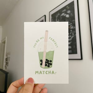 Eres mi tarjeta plegable matcha perfecta tarjeta 100% papel reciclado papelería amistad amor kawaii té matcha japonés lindo asiático