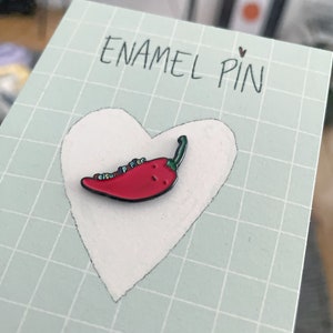 Food Enamel Pin Chili chilli Kawaii Cute Asian Pin Food Pin Soft Emaille Pin Anstecknadel spicy food Bild 3