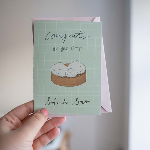 Little Banh Bao Dumpling Card 100% Recycling-Papier Newborn Karte | Asian Stationery / Congratulations / Baby Card Baby party