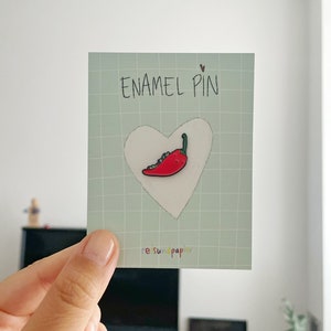 Food Enamel Pin Chili chilli Kawaii Cute Asian Pin Food Pin Soft Emaille Pin Anstecknadel spicy food Bild 2