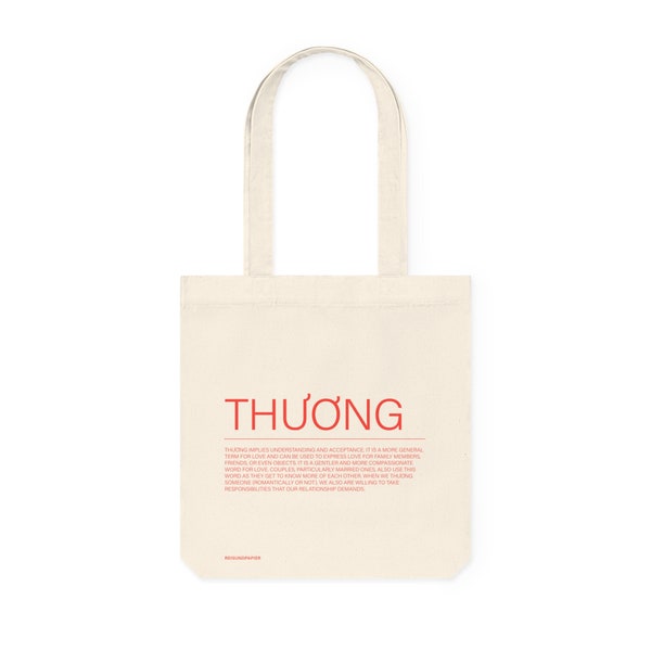 Sac fourre-tout vietnamien | THONG | AMOUR | Mots vietnamiens | Sac en jute Vietnamien Accessoires asiatiques Typographie asiatique Sac en tissu Vietnamien