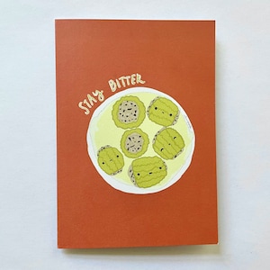 Stay bitter Karte Card 100% Recycling-Papier klappkarte bittermelone reisundpapier friendship asian kawaii bitter melon foodillustration