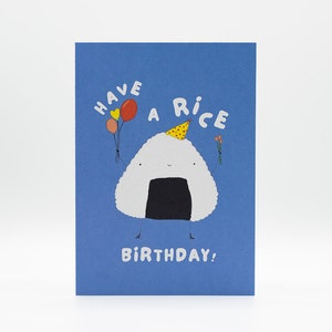Have a rice birthday! Japanese Birthday Card Birthday Card 100% recycled paper card Onigiri reisball food pun kawaii