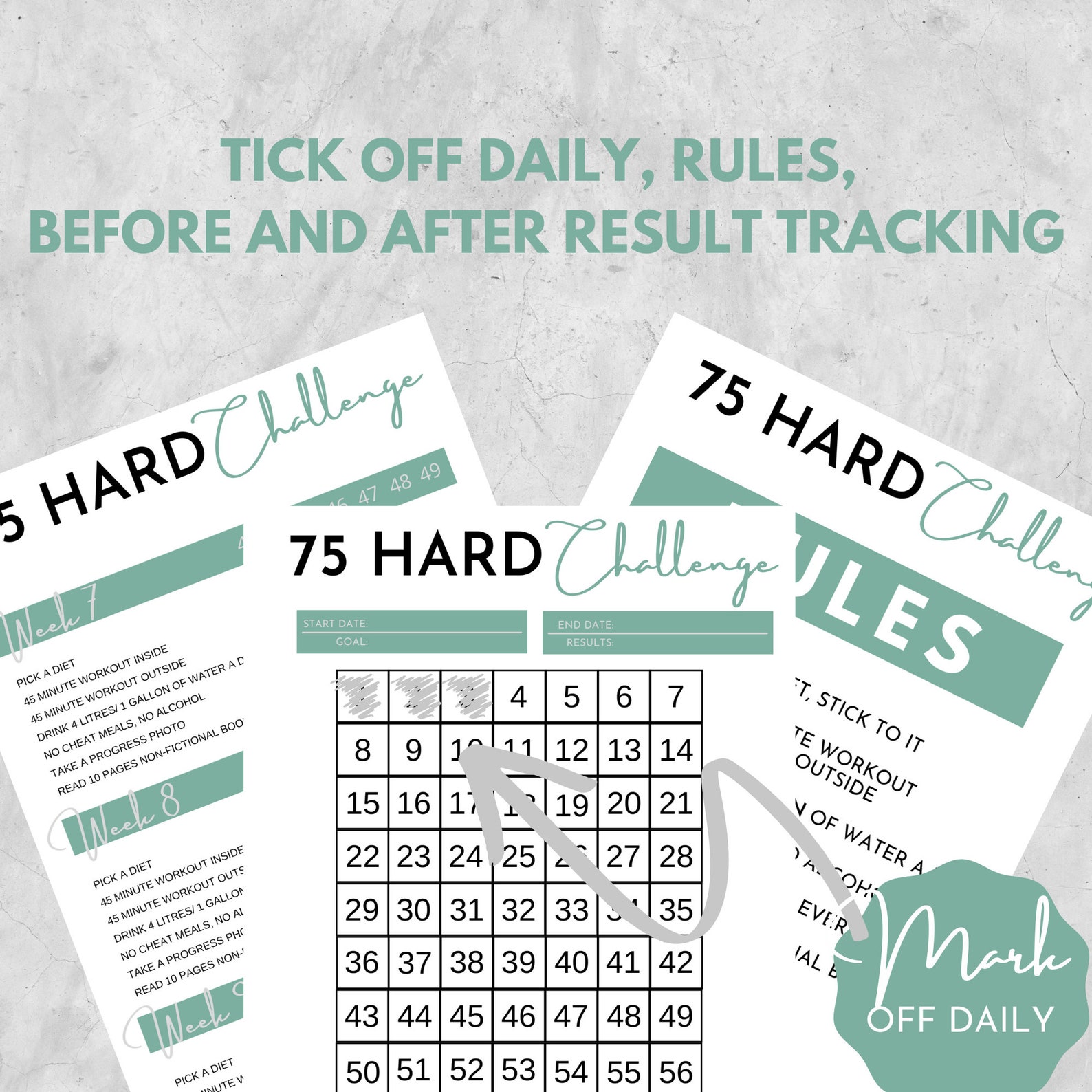 75 Hard Challenge Tracker Printable 75hard 75 Day Challenge Weekly 75 hard challenge tracker printable 75hard 75 day challenge weekly