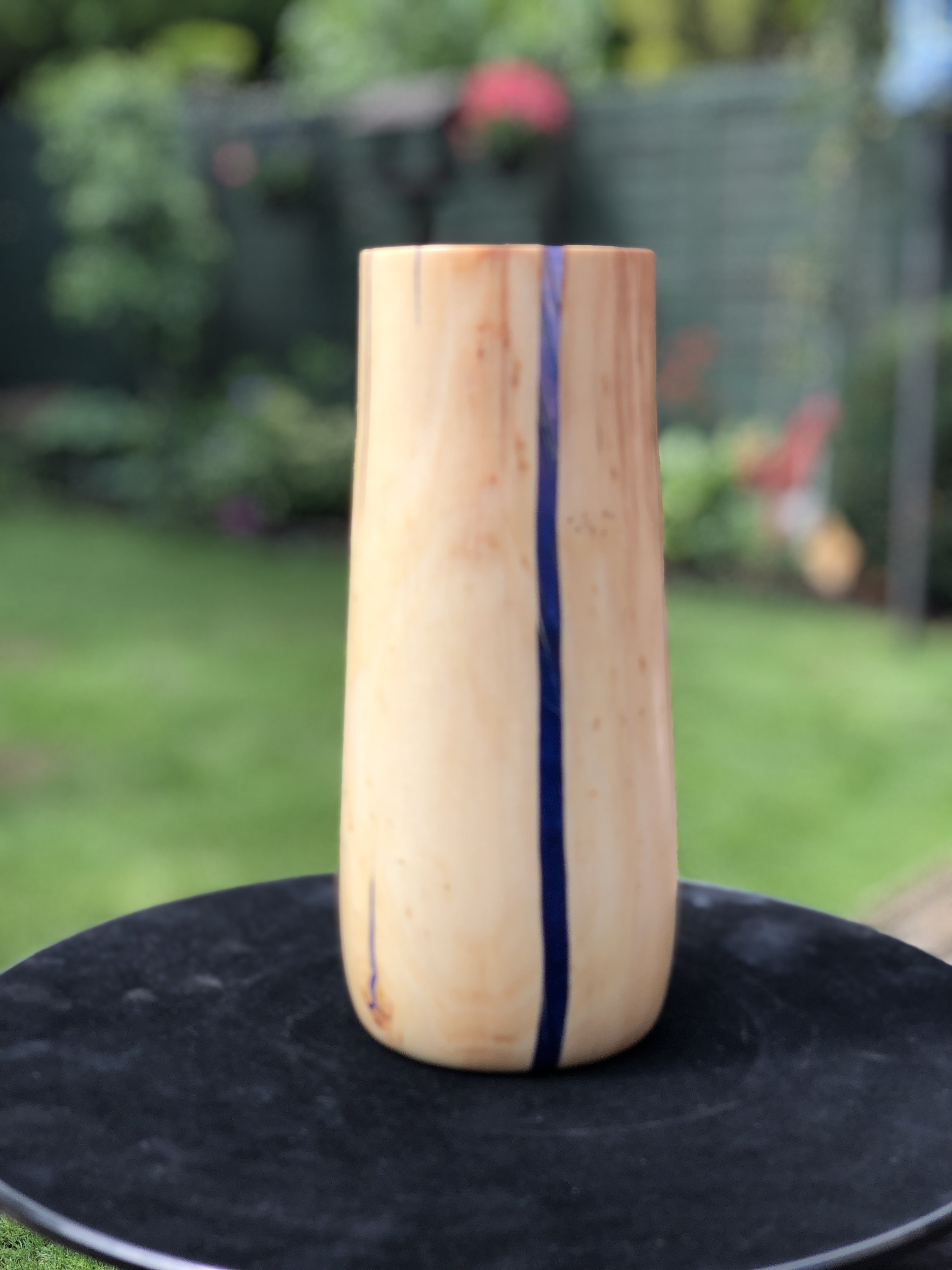 Ash Vase with Blue Resin Features Etsy