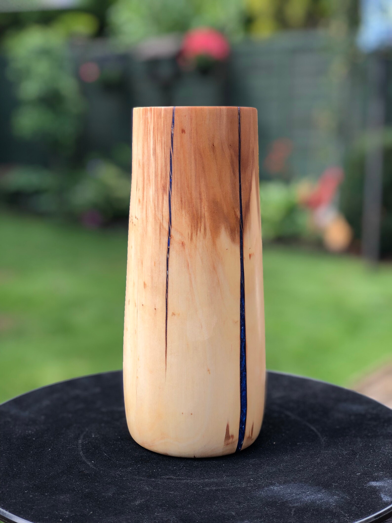 Ash Vase with Blue Resin Features Etsy