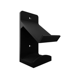 May include: Black plastic wall mount with a curved hook for hanging items.