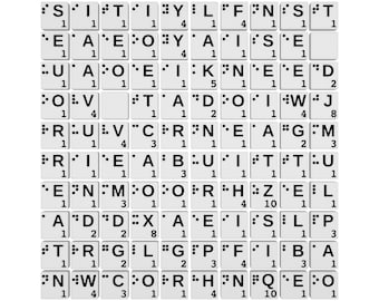 Scrabble en Braille, fichas del alfabeto en Braille en inglés, 100 fichas de Scrabble en Braille, kit completo