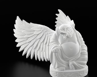 Eagle Buddha Figurine, Multiple Colors, Sky Sovereign Decor, Unique Eagle Sculpture, Winged Majesty Artwork