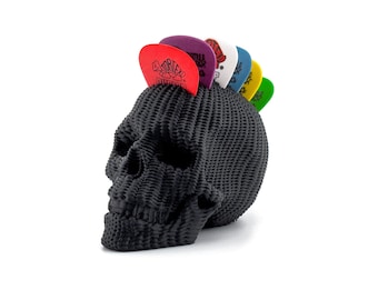 Portapúas de guitarra con forma de calavera de punto, accesorio exclusivo para músicos, organizador de estilo gótico, regalo para guitarristas, solución de almacenamiento genial
