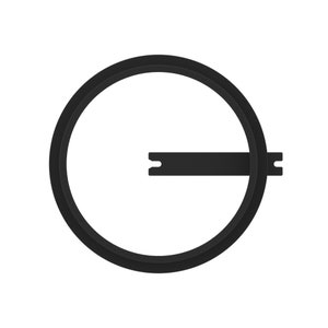 May include: Black circular frame with a black bar across the center.