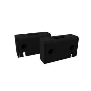 May include: Two black plastic cable organizers with two holes each. The organizers have a textured surface and a small slot on the side.
