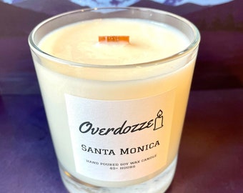 Santa Monica Soy Wax Candle, Perfume Inspired, UK, Wood wick, Gift for Friends, Birthday, Wedding, House Warming, Retirement, Mother's day
