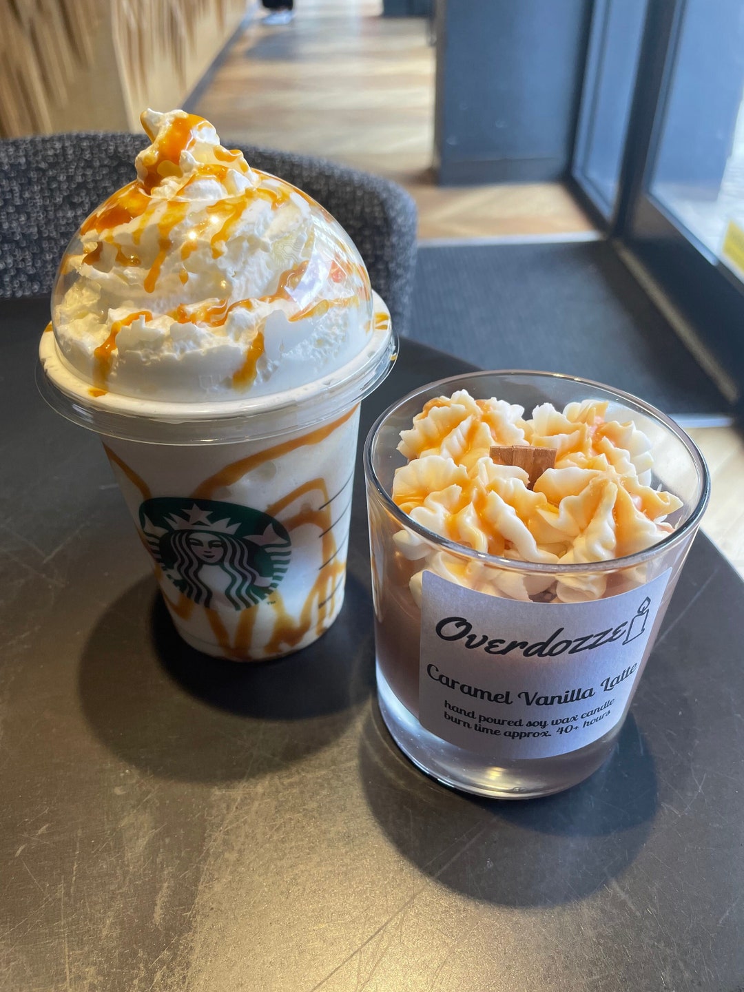 Caramel Vanilla Latte, Handmade Soy Candle UK, Wood Wick, Dessert, Gift