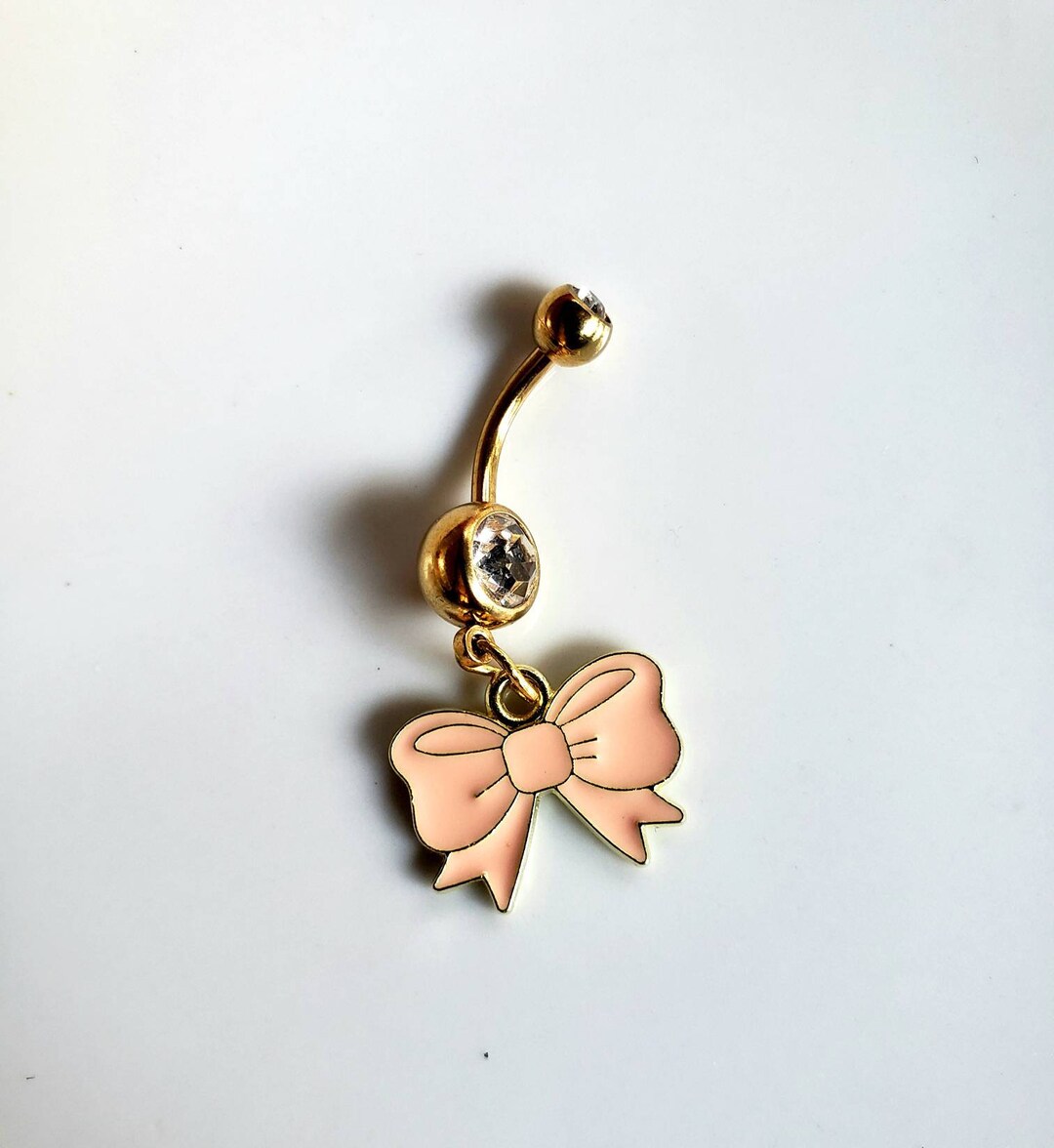 Cute Retro Enamel Bow Belly Button Ring Etsy