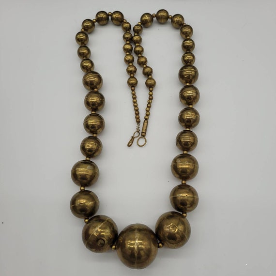 Big Brass Beaded Necklace/Frida Kahlo style/ Uniq… - image 7