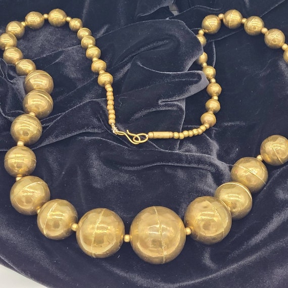 Big Brass Beaded Necklace/Frida Kahlo style/ Uniq… - image 3