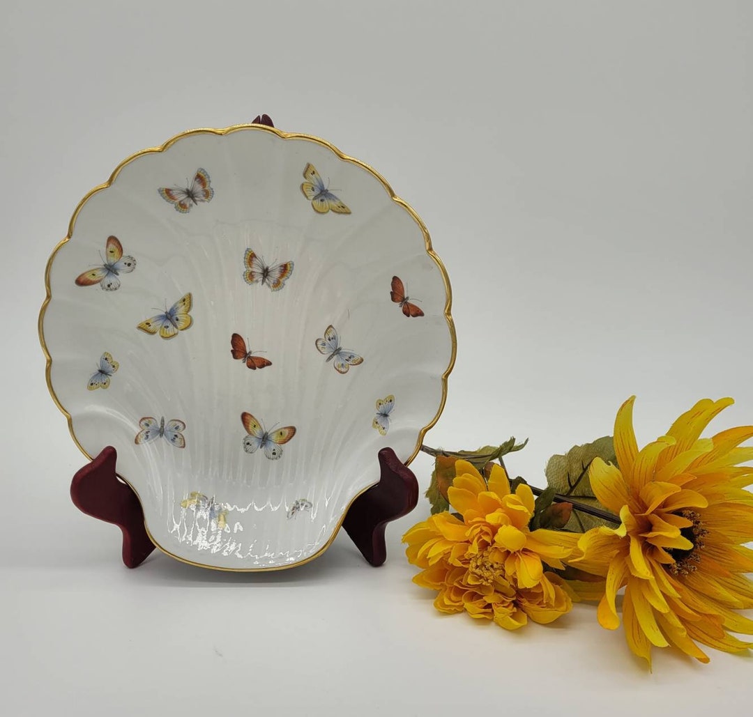 Vintage Limoges Shell Dish With Butterflies/ Limoges Trinket Etsy