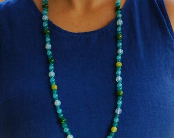 Handgemachte lange Perlenkette – 60s Psychedelic Glasperlenstrang | Die Lagune