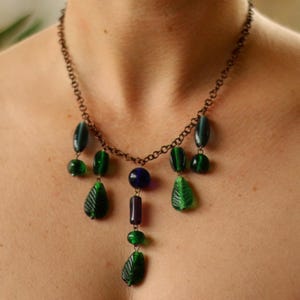 Handmade One of a Kind Leaf Woodland Fairy Bead Necklace - The Ivyra - Magical Fantasy Jewelry by The Electric Flower