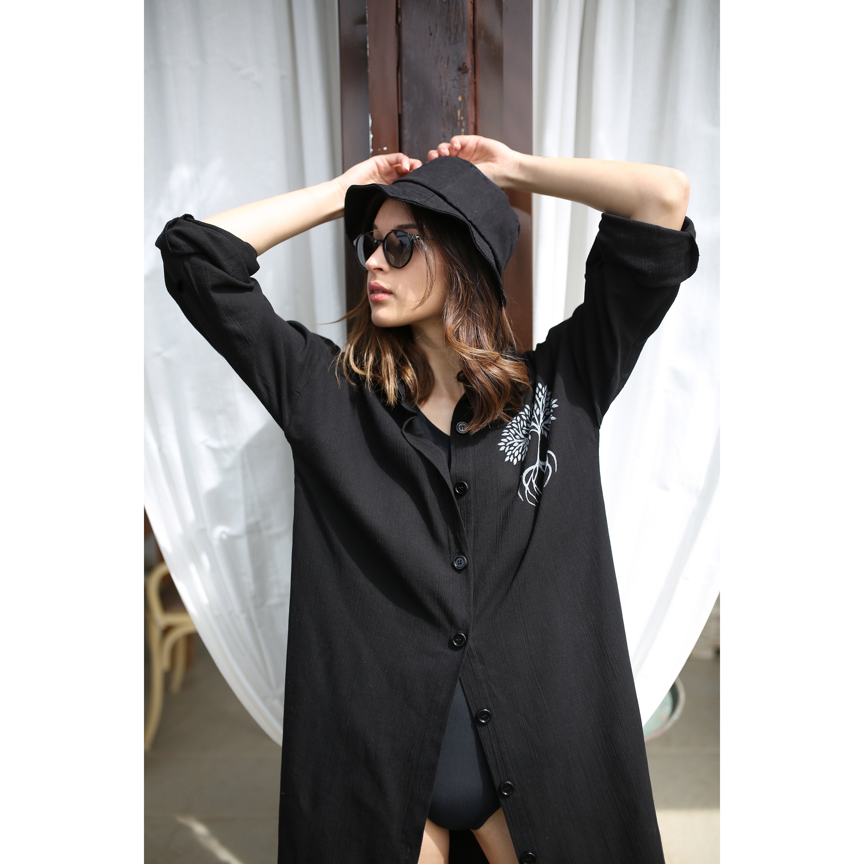 Women Linen Beach Cover Up Cotton Swim Cover Up Swimsuit Etsy