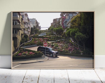 Lombard Street at Sunset | Printable Wall Art | Instant Download | San Francisco Landmark | California Travel Photography | Vintage Camera